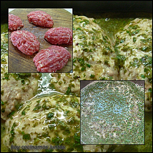 Rollitos de carne con salsa de hierbabuena